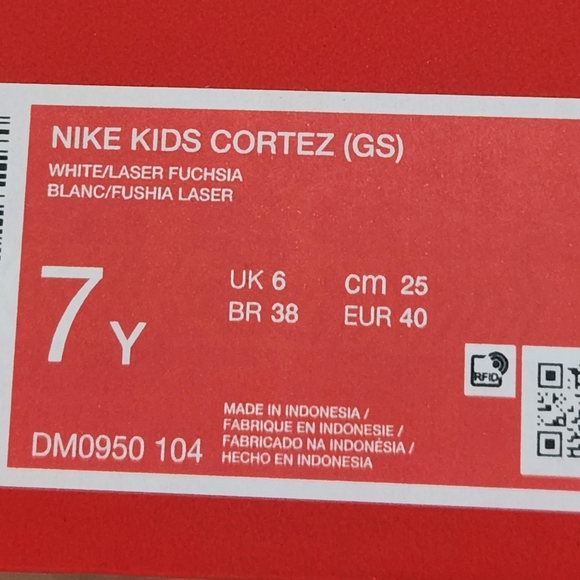 NEW Nike Cortez Leather Youth Size 7/Women's Size 8.5 Pink & White Sneakers - Picture 5 of 7